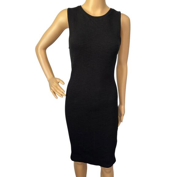 NWT Zara Ribbed Bodycon Dress Black Sleeveless Knit Size M - Picture 6 of 15